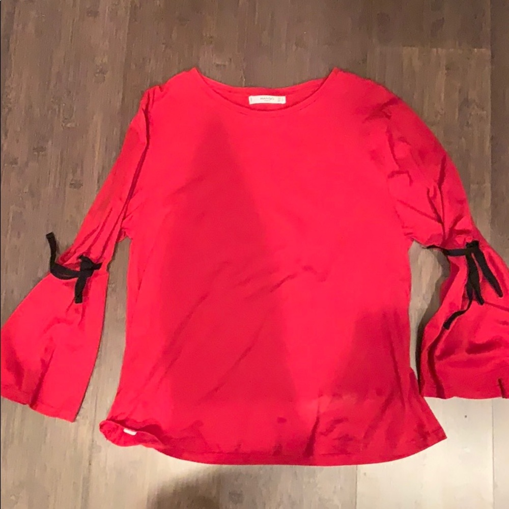 Red bell sleeve top